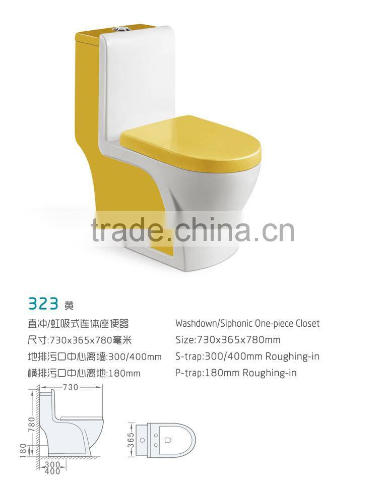 western modern ceramic washdown one piece colored toilet 323