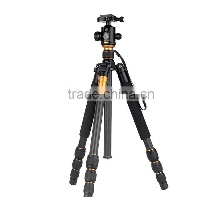 Q476 quality assurance DSLR camera tripod , carbon fiber tripod stand with twist lock and ball head