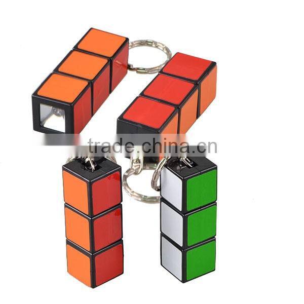 Gift MINI Plastic Magic Cube Keychain LED Light