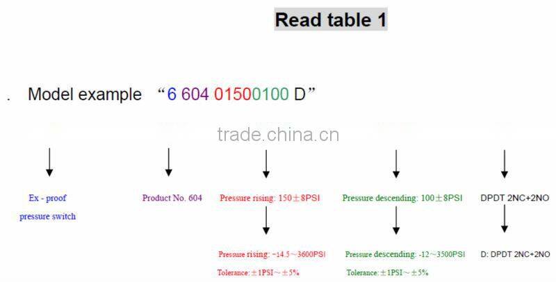 R1/2 thread Ex-proof air gas pressure switch 604