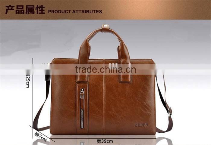Luxury leather business laptop bag briefcase for man documents handbag