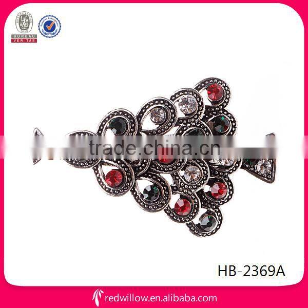 2014 Stylish colorful rhinestone metal snap hair clips for Christmas gift