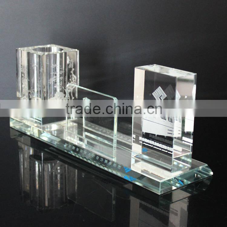High quality crystal office set with card & pen container
