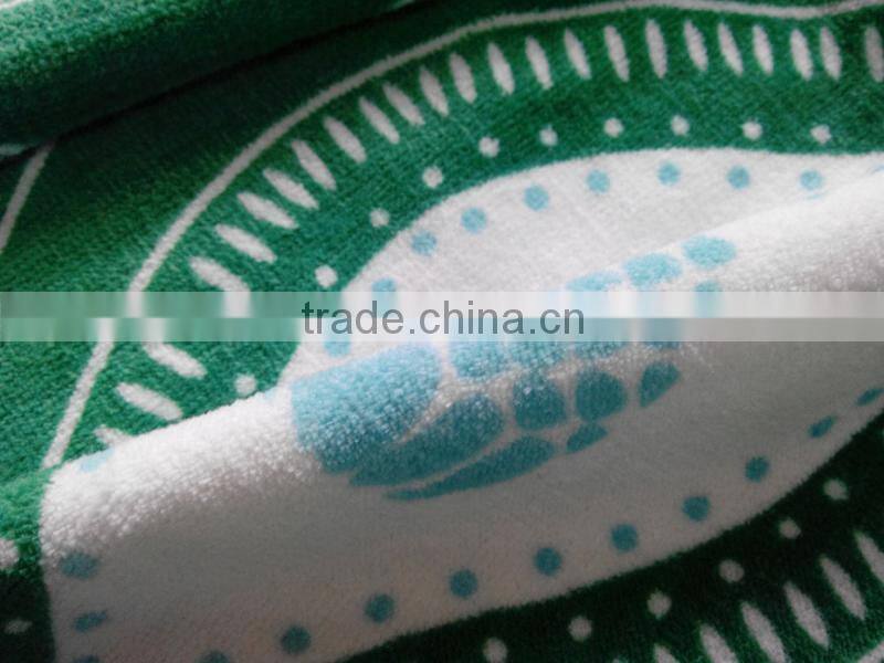100% cotton green color special pineapple design printing beach towel pareo ethnic felling beach towel
