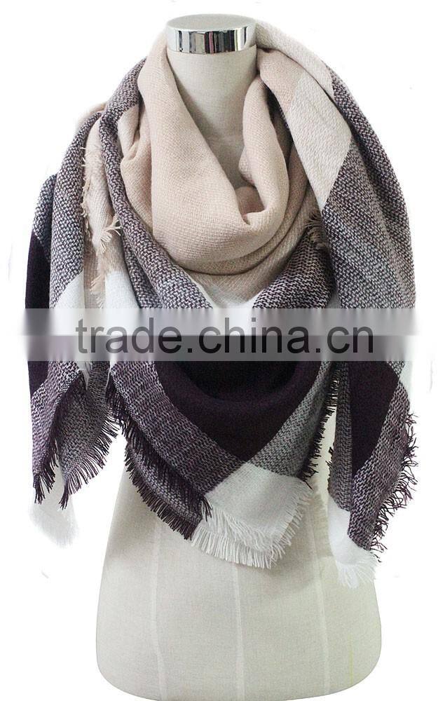 2016 hottest selling plaid blanket winter cashmere scarf ,scarf factory china