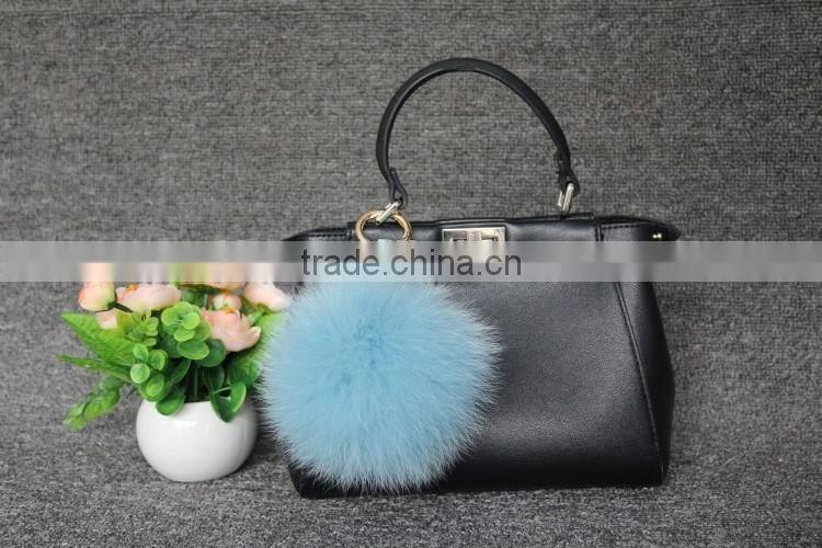 Real Natural Fox Fur Ball Pompom Keychain Hanging Accessory Pendant