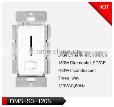 120v 60HZ single pole/three way decorator CFL/ led dimmer LED light switch with night light