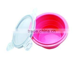 Round non-stick silicone food storage container/unfolding silicone container