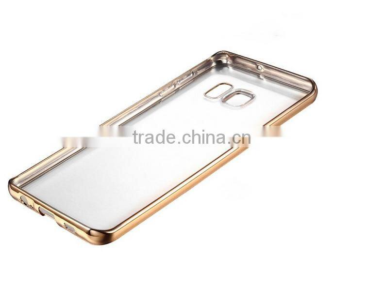 Clear Hard Back TPU gold electroplating Bumper Case Cover For Samsung S7 & S7 Edge