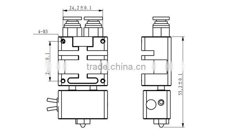 3D Printer ABS Filament Extruder For 3D Printing Parts E3D Cyclops 2 In 1 Out Hotend Extruder Machine