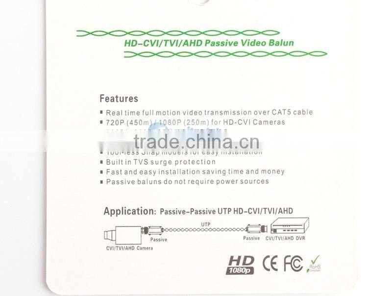 HD Transceivers Adapter Transmitter Cat5 Video CCTV Balun Support 720P/1080P AHD/CVI/TVI Camera