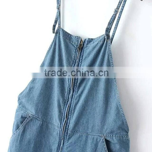 casual style loose fit denim overall with zip deatails (JXA072)