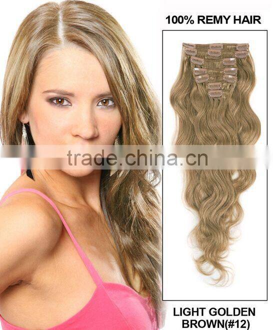2015 new human clip on hair extension