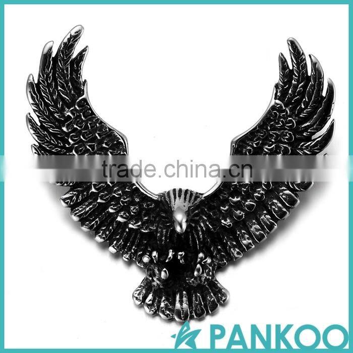2016 Ambitious Flying Eagle Open Wings Stainless Steel Punk Style Men Chain Necklace Pendant