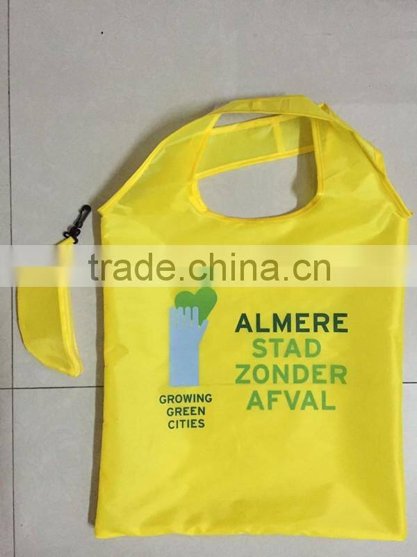 full color polyester folding shopping bag/ reusable strong grocery folding shopping bag