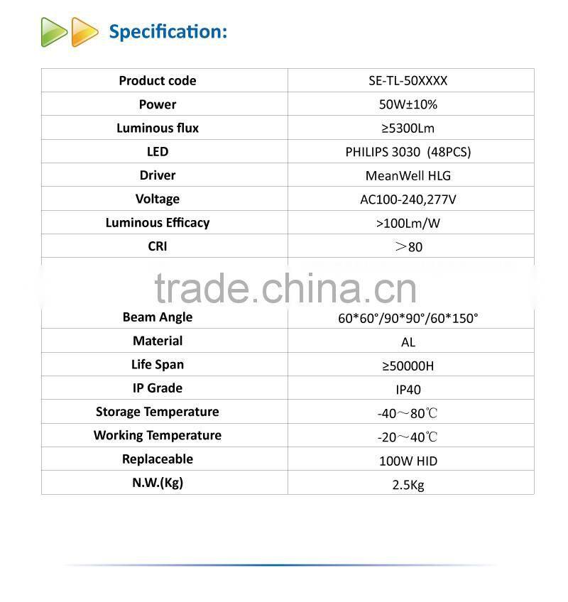High Lumen Module High Power 50W Waterproof LED Tunnel Light