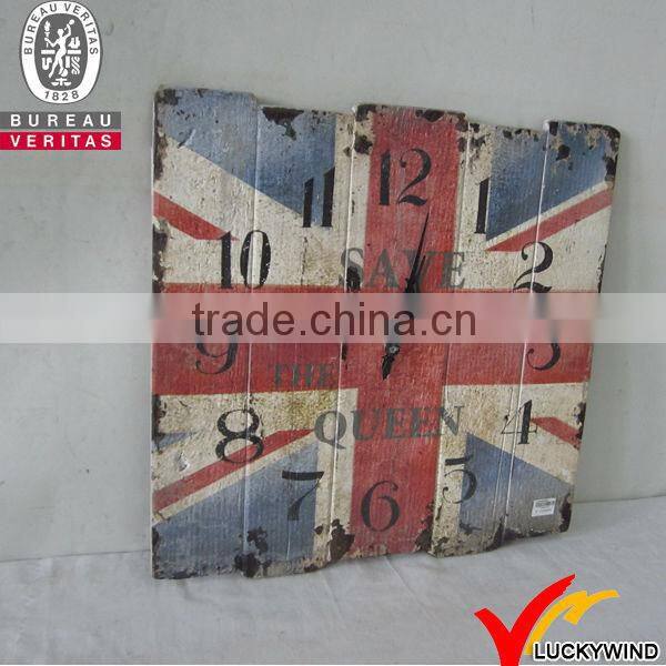luckywind square beautiful antique wood craft wall clock decoration