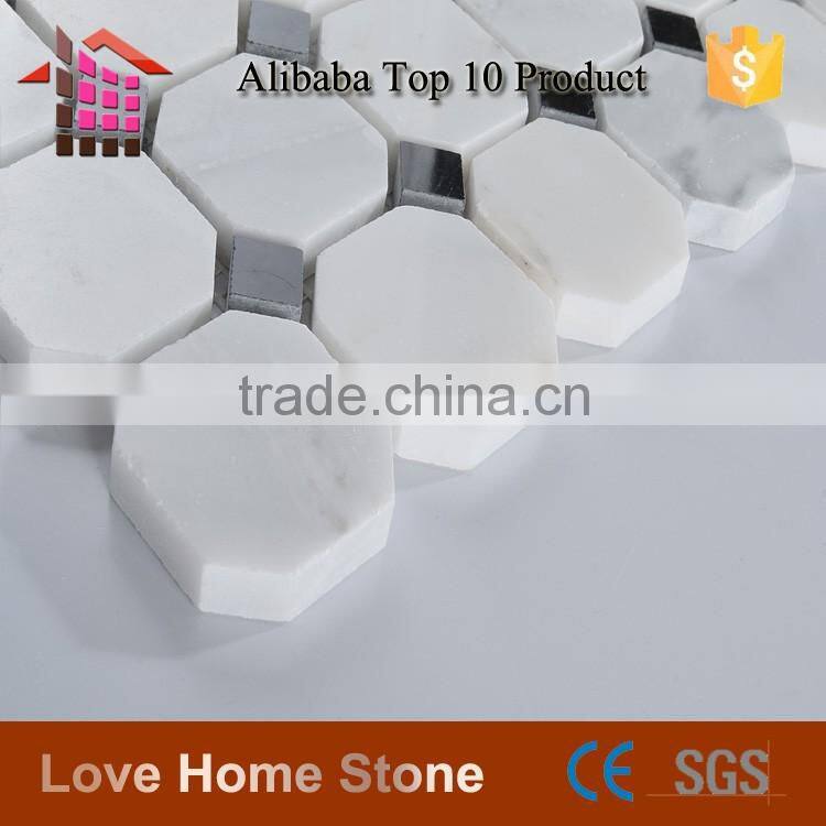 Crarara white and black floor tile, wall tiles,polished octagon marble