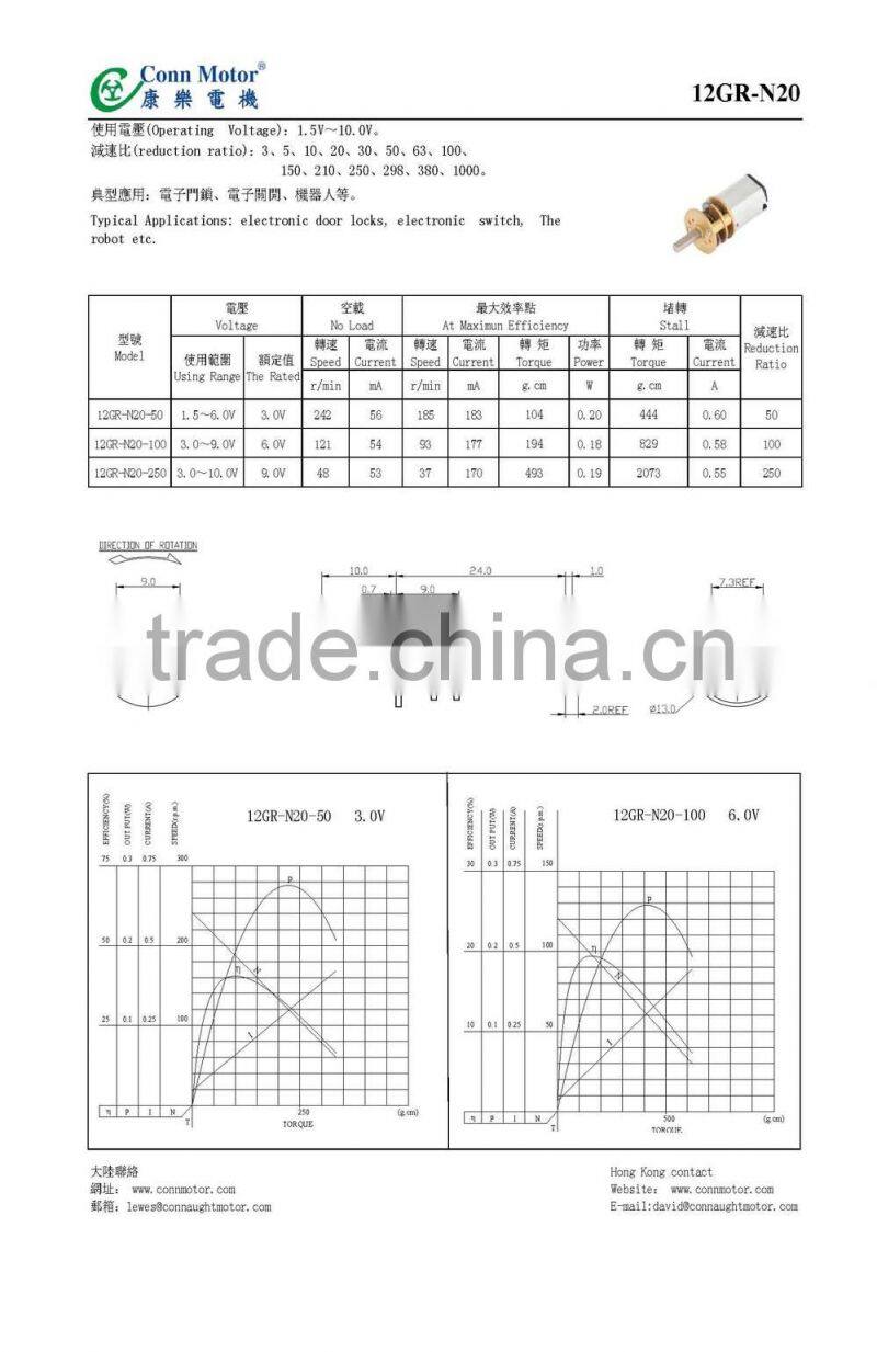 High Quality 3v 6v 9v 12mm micro metal dc gear motor for electric door lock
