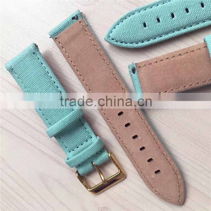 Canvas Cotton Leather Custom 21mm Watch Strap