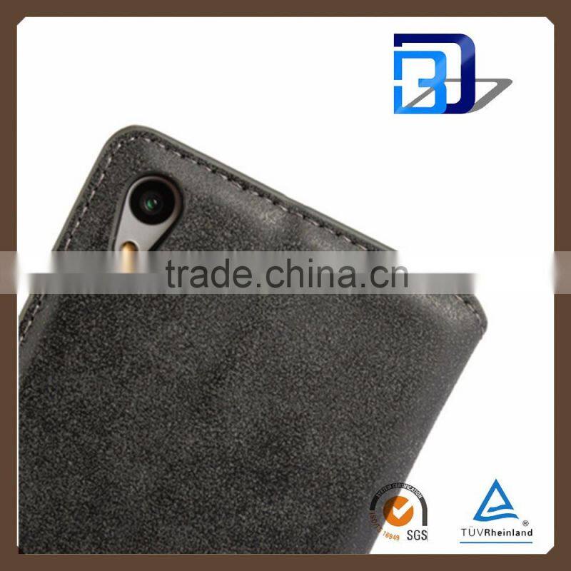 Wallet Function Retro Nubuck Leather Slim Wallet Phone Case Cover for Sony Xperia Z5 Compact