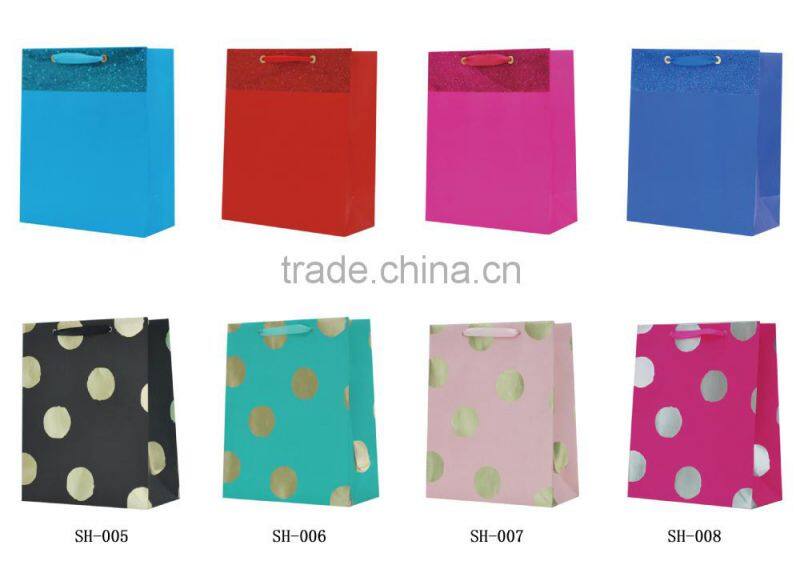 Customized new fancy wine paper gift bag with logo print ribbon handle made in china supplier and manufacture