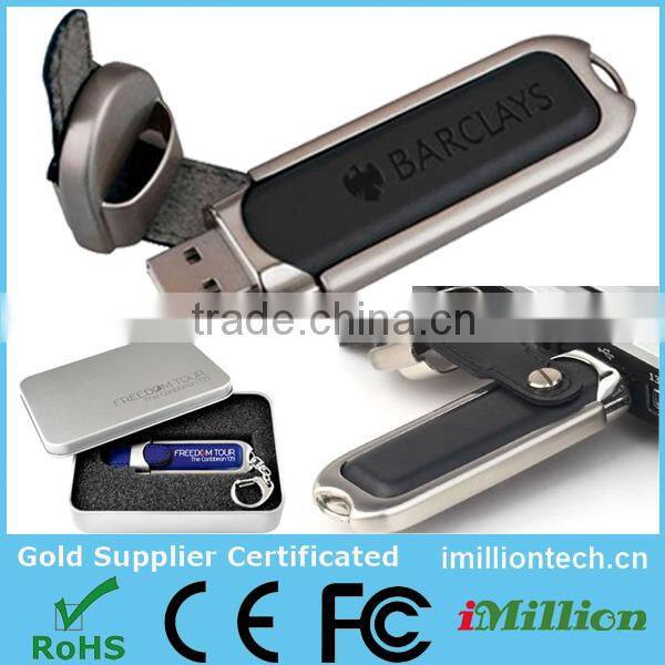 Hot Sale factory direct selling usb flash drive carry case Brand Custom Leather Can be printed logo