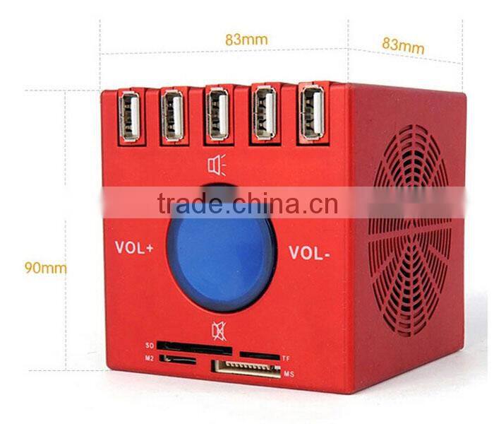 5 Ports Stereo Shaped USB 2.0 Hub with speaker