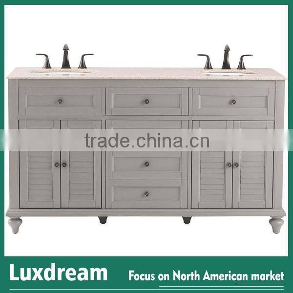 Grey 60" double cupc sinks bathroom vanity wholesale