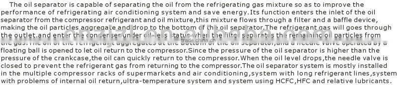 Oil Water Separator For Refrigeration System