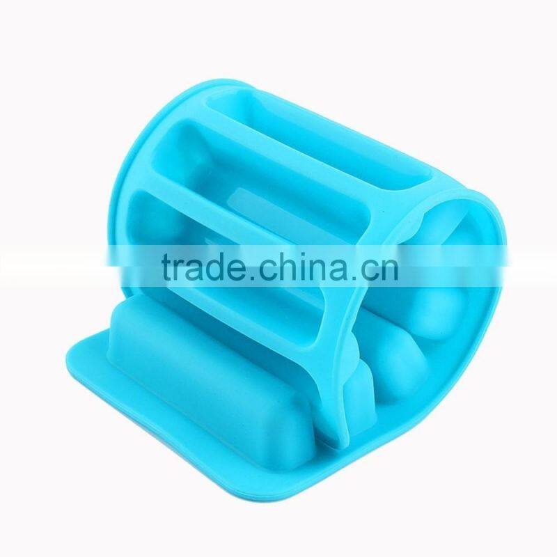 Amazon Popular 10 Cavities Silicone Cylinder Ice Cube Tray Freeze Mould