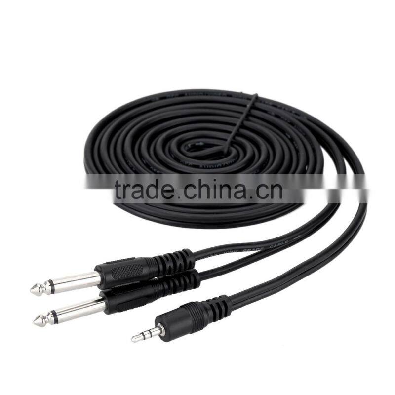 5ft / 1.5m 3.5mm Stereo Male to Dual 6.35mm Mono Male Cable Wire for Computer Mixer Mixing Console