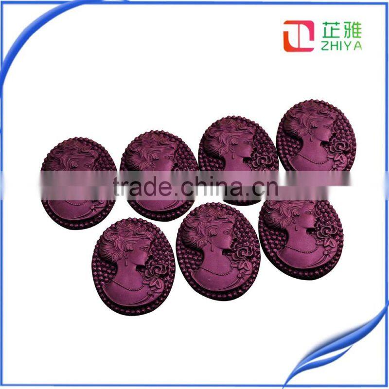 sell hot attractive resin lady cameo,loose falt back resin cameos for accessories