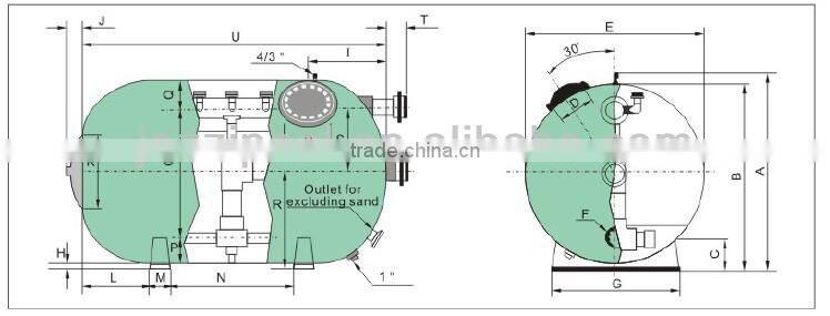 JAZZI Big Capacity Commercial Swimming Pool Water Well Sand Filter 040312-040325