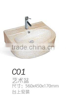 C01 Popular artistic ceramic bathroom single hole basin, counter top wash basin