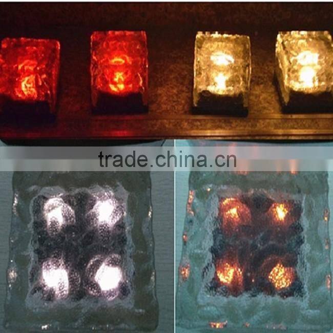 Outdoor home garden led paver light glass solar ice brick light