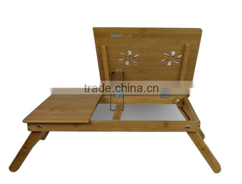 BH004/Light Folding Laptop Versatile Bamboo Serving Table Bed Tray with Long Leg