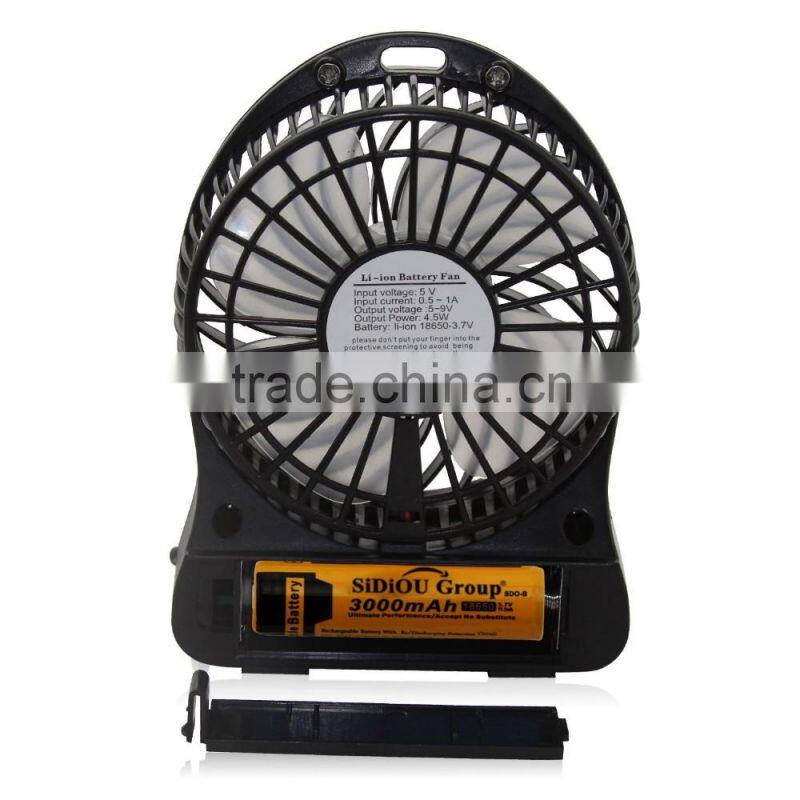 4 Inch 3 Speeds Portable Mini Fan USB Rechargeable Desk Fan Cooling Fan for Notebook Laptop Computer, Indoor and Outdoor Use