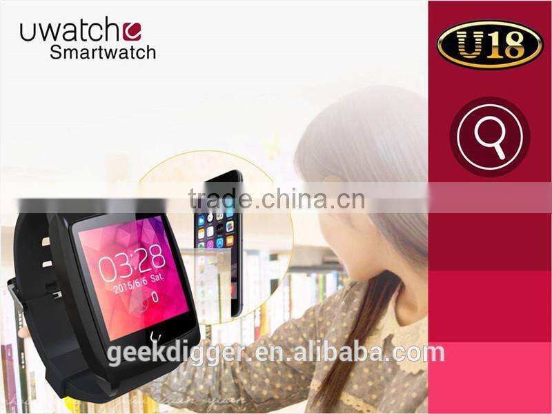 Newest Uwatch U18 Android 4.4 Dual core MTK6571 Smart Watches Bluetooth WIFI GPS Pedometer Sleep Monitoring Compass watch