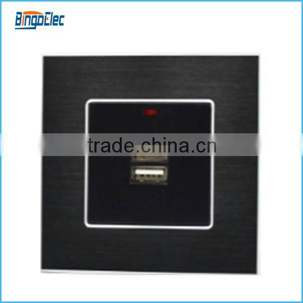 Top quality aluminium panel 230v wall socket with dual usb