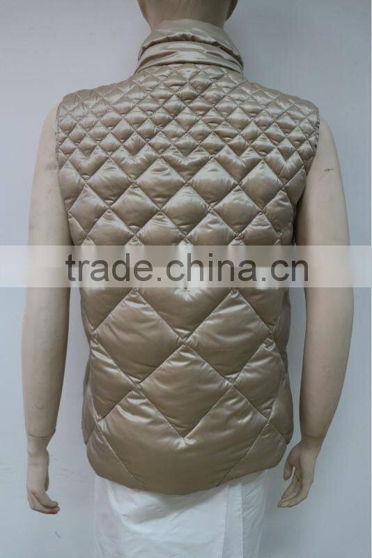 2014 hot sale Winter Padded Vest fashion dark beige high quality down vest/weight vest/women vest