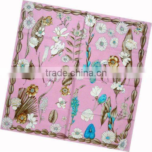 Lady's Fashion Print Square Twill Silk Scarves