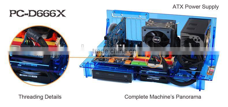 PC-D666X Hot Sale Blue Acrylic Computer Case Fabrication