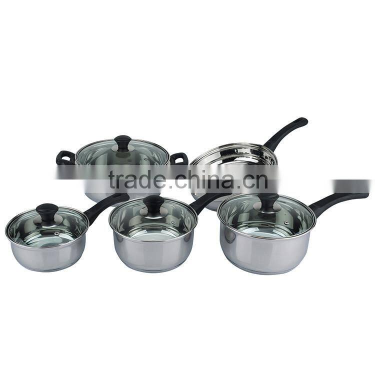New arrival 9pcs cooking casserole, saucepan , frypan non-stick stainless steel cookware set