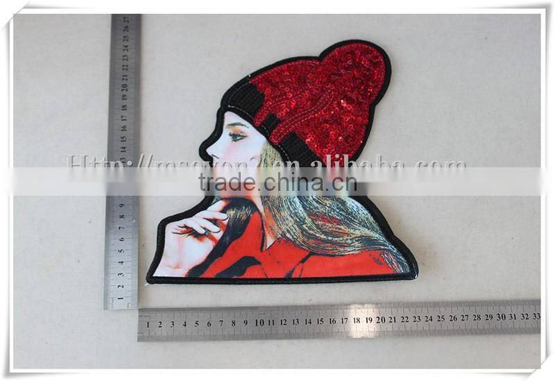 Latest Customized girls head design personalized embroidery patches