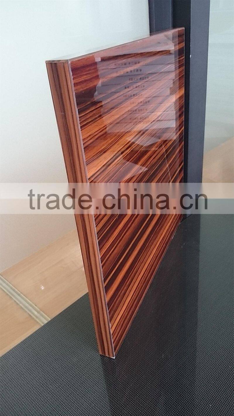 Two side same color wood grain uv board ,one side in high hlossy