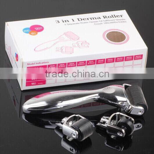 CE Approval titanium derma rolling Manufacturer skin roller system 3 IN 1 derma roller
