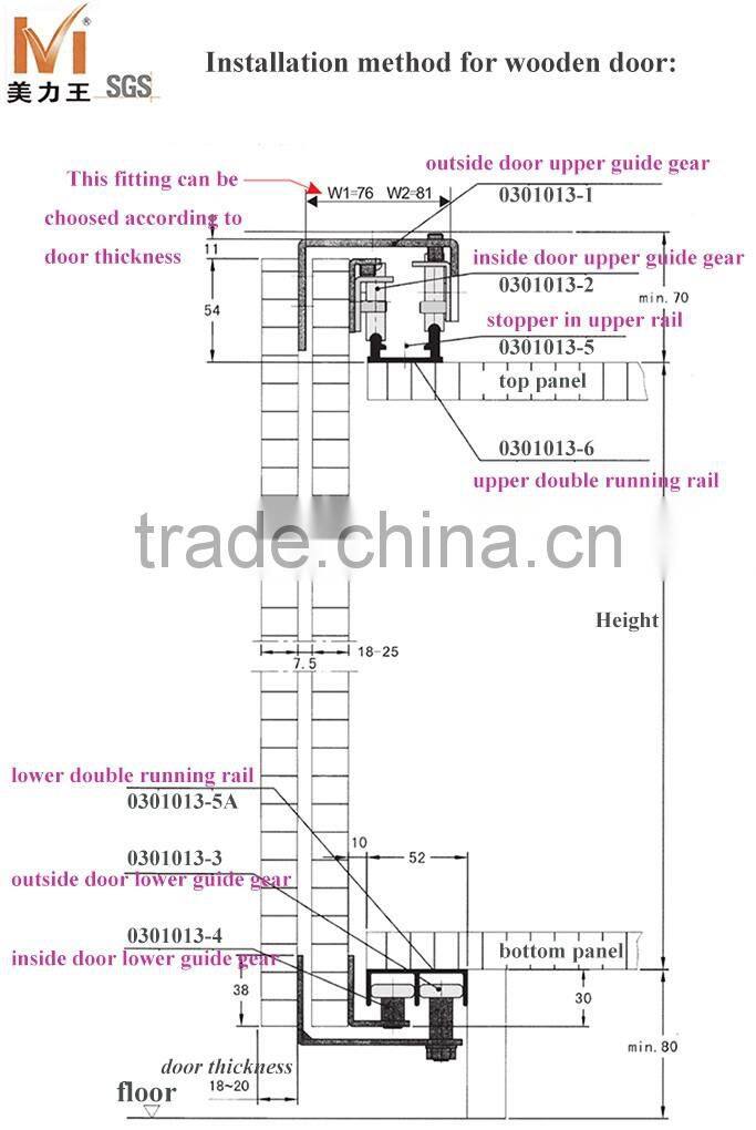 Funiture Heavy-duty Wardrobe Sliding Closet Door Roller Fittings Hardware System