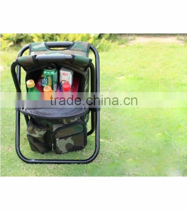 Portable Folding High-Intensity Steel Weight Supported Backpack Stool Chairs With Insulated Cooler bag