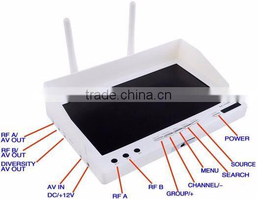 RX-LCD5802 White Color Radio Control Toys 40CH Diversity Receiver 5.8GHz 7'' FPV Monitor